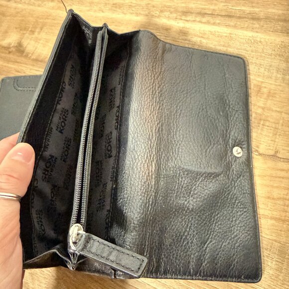 Michael Kors Leather Wallet Trifold Coin Pocket Credit Card Slots Black - Picture 6 of 7